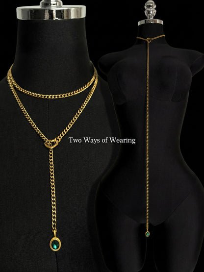 EVERGLIMP — Crystal Steel 18K Gold-Plated Necklace