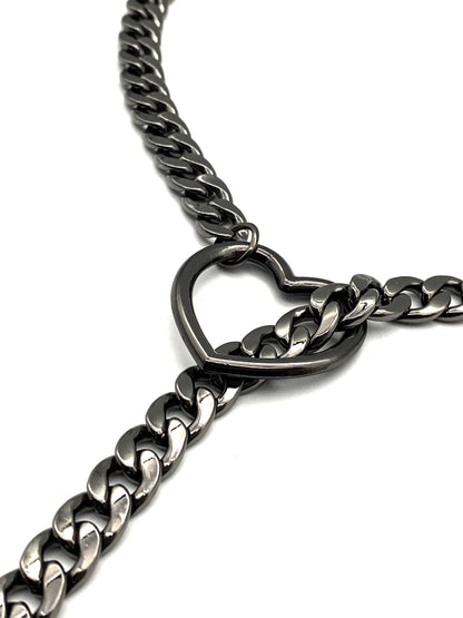 Womens Slip Chain Necklace  Heart Locker With Key