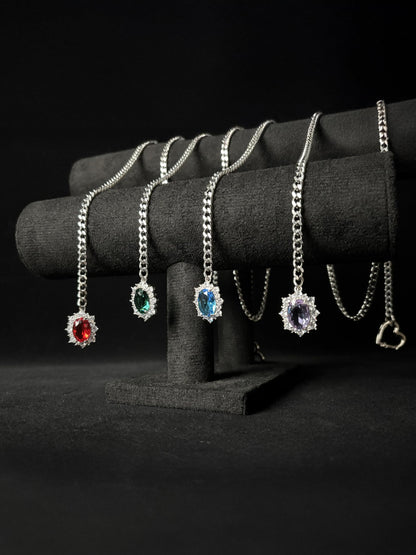 EVERGLIMP — Rhinestone Pendant Chain Necklace