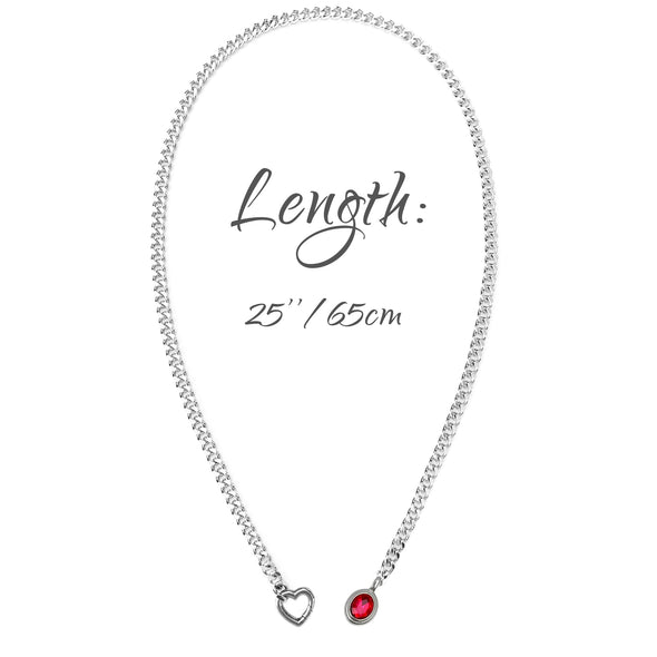 Crystal Heart Slip Chain