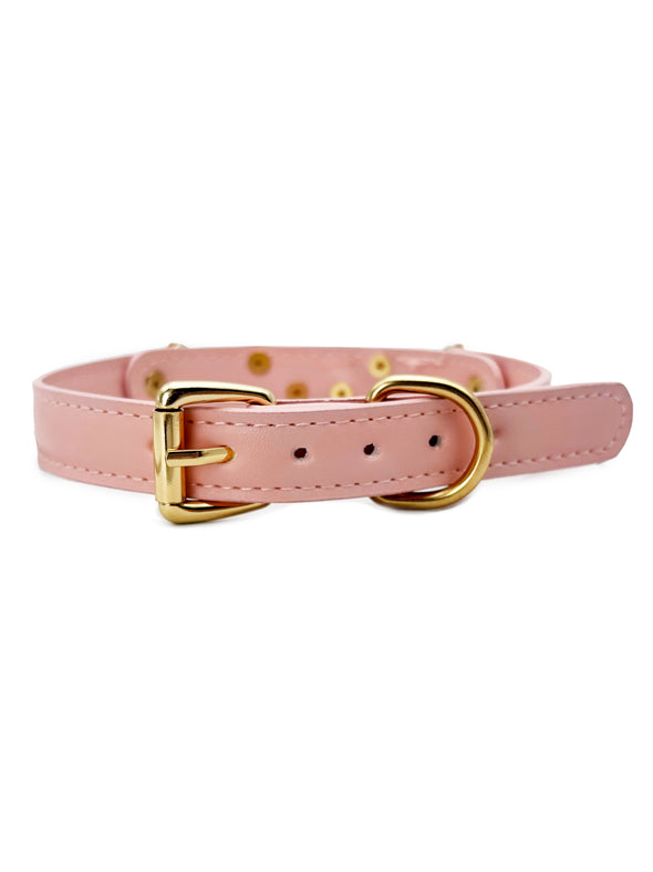 Handmade Leather O-Ring Choker Necklace for Women - Adjustable Punk Gothic Collar with Gold-Tone Accents