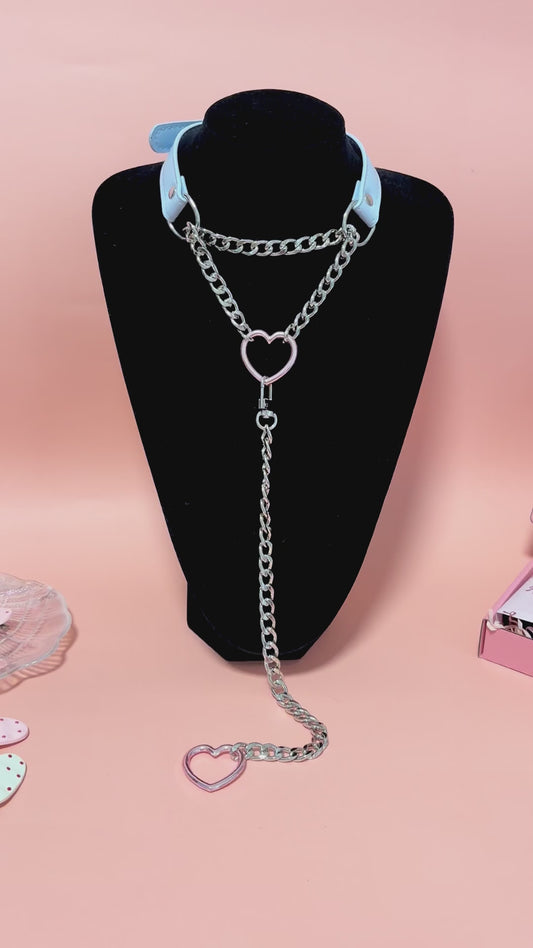 Pendant  Necklace, Heart O-ring Loop Choker.